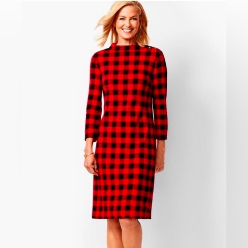 Talbots Women’s Red/Black Buffalo Plaid Dress 2XP.
